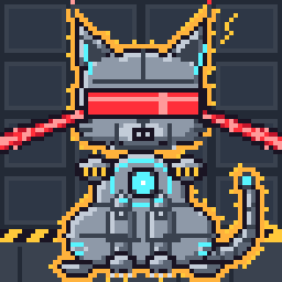 Mecha Neko, a robot Gato with a red laser visor